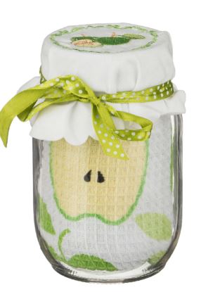 Полотенце Вафельное 40*60 См., 100% Хлопок + Стеклянная Баночка 500 Мл. д=8 См. в=13 См. 825-024